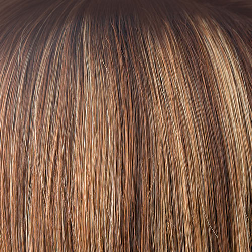 Auburn Sugar R - Rooted Dark Auburn w/ Med. Auburn base w/ Dark Strawberry Blonde Highlights